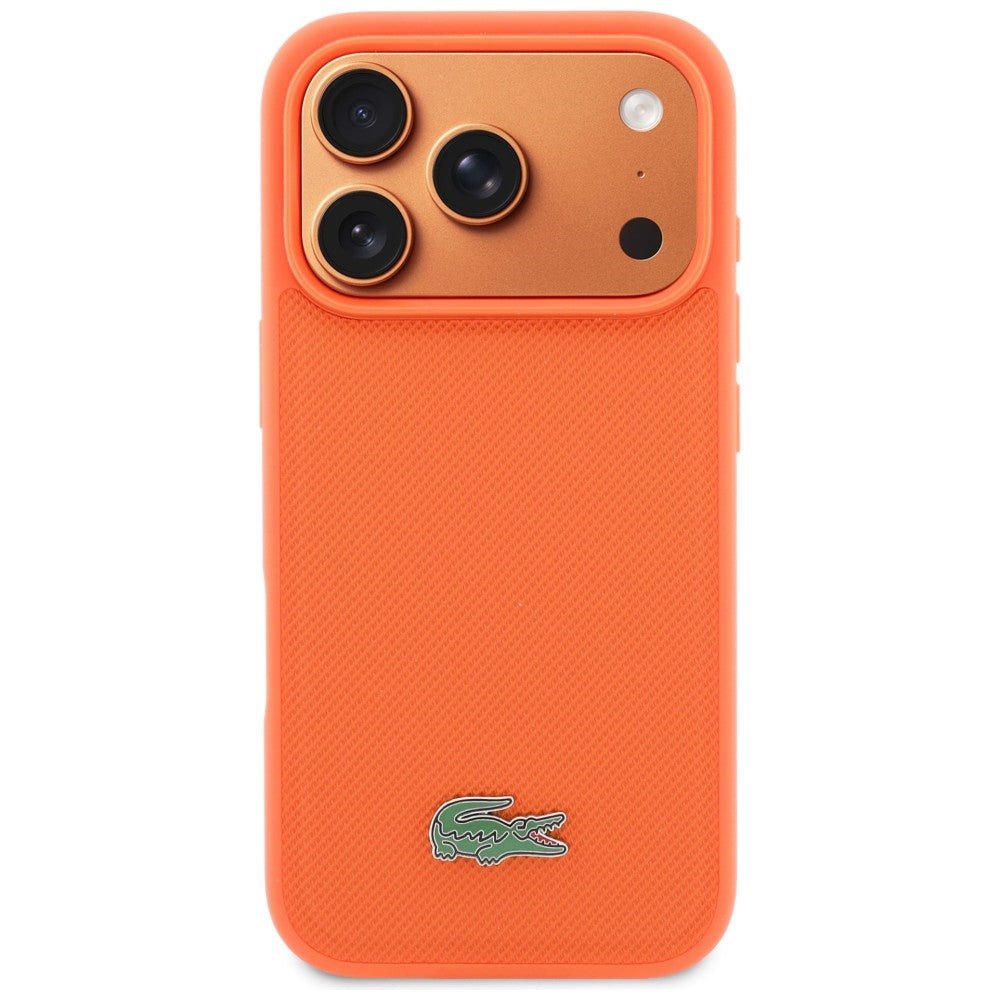 Lacoste iPhone 17 Pro - Σκληρή Θήκη με Πλαίσιο Σιλικόνης - Petit Pique Lacquer Logo MagSafe - Οrange