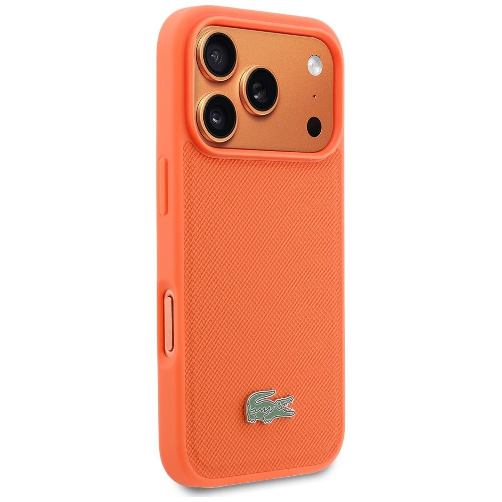 Lacoste iPhone 17 Pro - Σκληρή Θήκη με Πλαίσιο Σιλικόνης - Petit Pique Lacquer Logo MagSafe - Οrange