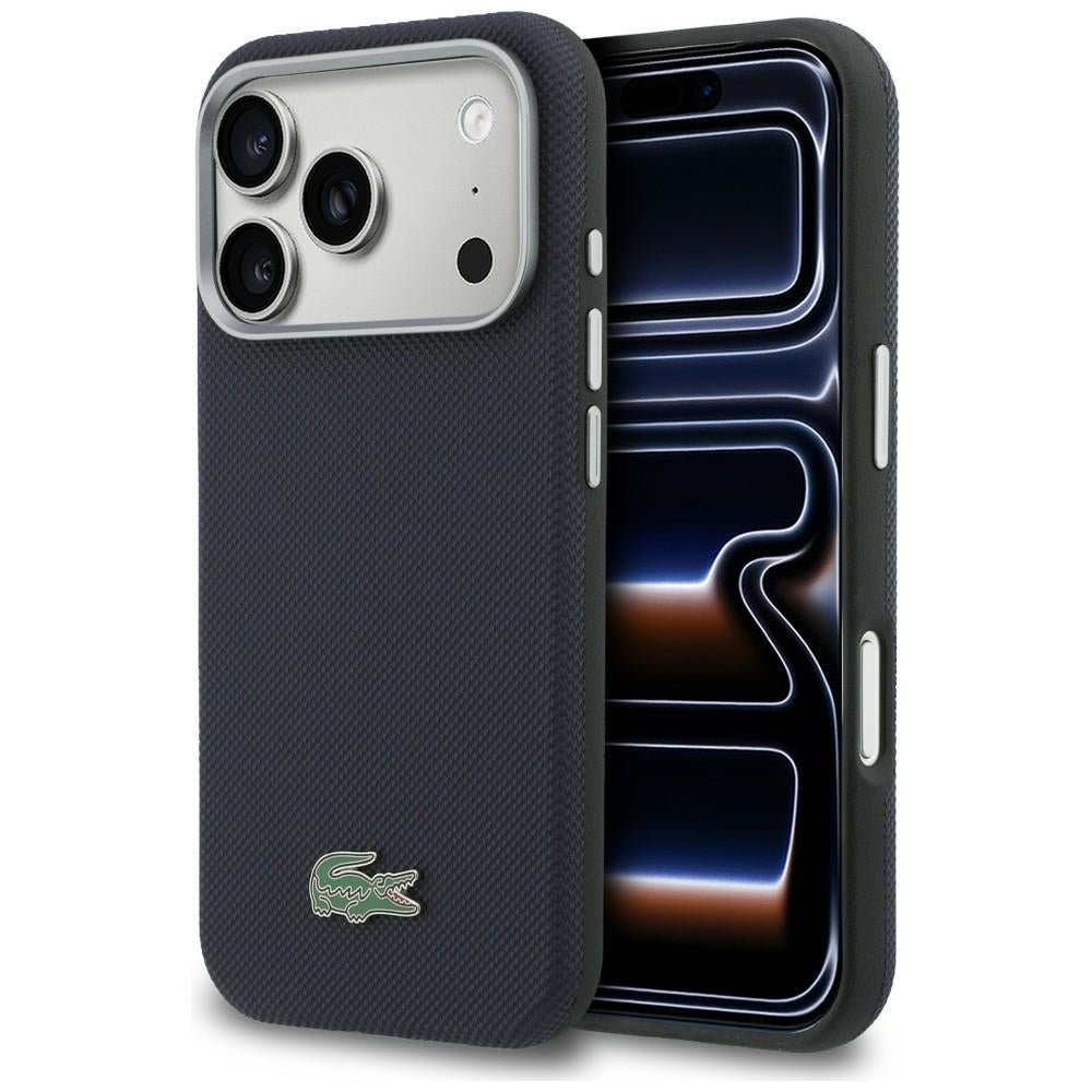 Lacoste iPhone 17 Pro - Σκληρή Θήκη με Πλαίσιο Σιλικόνης - Semi Wrap Petit Pique MagSafe - Navy Blue