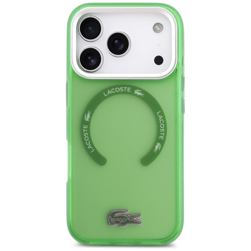 Lacoste iPhone 17 Pro - Σκληρή Θήκη με Πλαίσιο Σιλικόνης - Shockproof Transparent Frosted MagSafe - Green