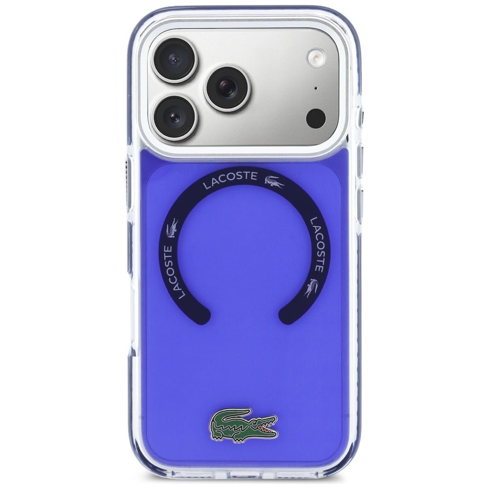 Lacoste iPhone 17 Pro - Σκληρή Θήκη με Πλαίσιο Σιλικόνης - Shockproof Transparent Frosted MagSafe - Marine