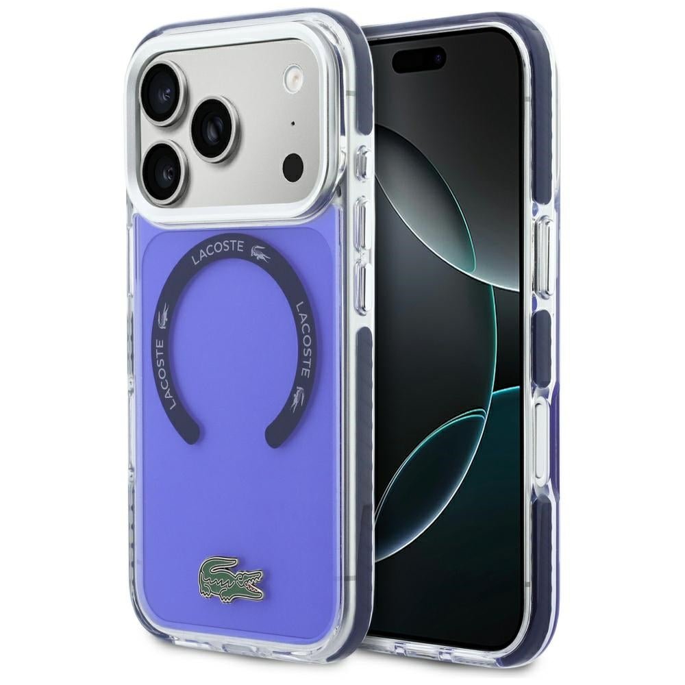 Lacoste iPhone 17 Pro - Σκληρή Θήκη με Πλαίσιο Σιλικόνης - Shockproof Transparent Frosted MagSafe - Marine