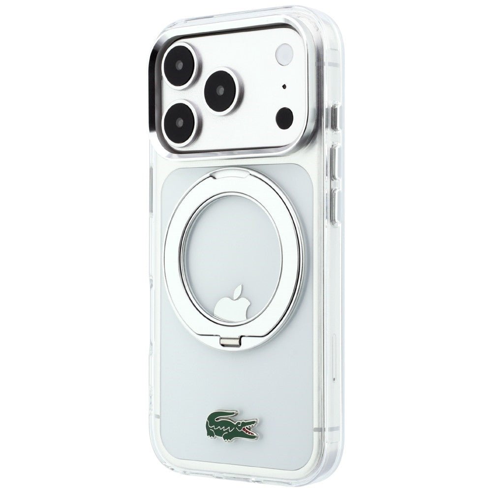 Lacoste iPhone 18 Pro / iPhone 17 Pro - Σκληρή Θήκη με Πλαίσιο Σιλικόνης και Δαχτυλίδι Συγκράτησης MagSafe - IML Glossy Finish with Ring Stand - Clear