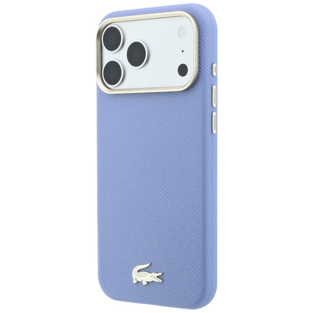 Lacoste iPhone 18 Pro / iPhone 17 Pro - Σκληρή Θήκη με Πλαίσιο Σιλικόνης και Επένδυση Οικολογικού Δέρματος MagSafe - Champs Elysees Embossed - Blue