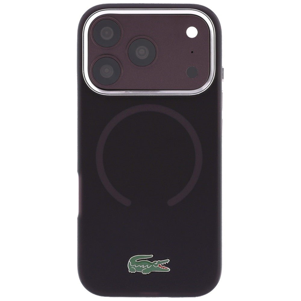Lacoste iPhone 18 Pro / iPhone 17 Pro - Σκληρή Θήκη με Πλαίσιο Σιλικόνης MagSafe - IML Frosted Laquer Logo - Burgundy
