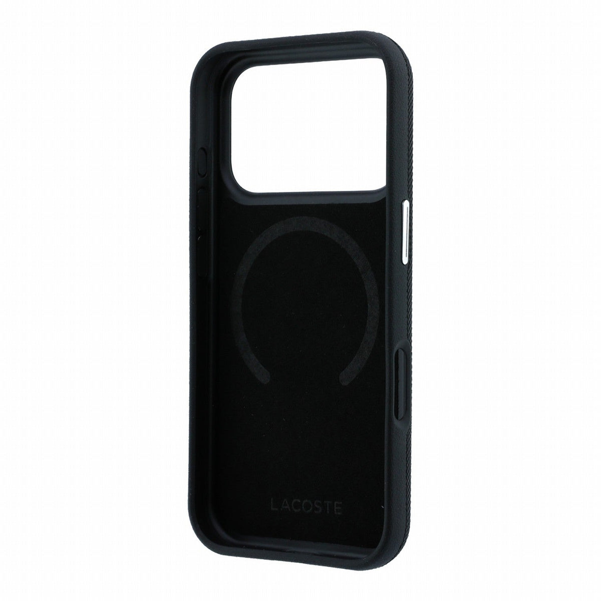 Lacoste iPhone 18 Pro Max / iPhone 17 Pro Max - Σκληρή Θήκη MagSafe με Πλαίσιο Σιλικόνης - PVC Petit Pique Semi Wrap Embossed - Black
