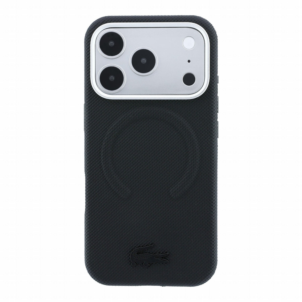 Lacoste iPhone 18 Pro Max / iPhone 17 Pro Max - Σκληρή Θήκη MagSafe με Πλαίσιο Σιλικόνης - PVC Petit Pique Semi Wrap Embossed - Black