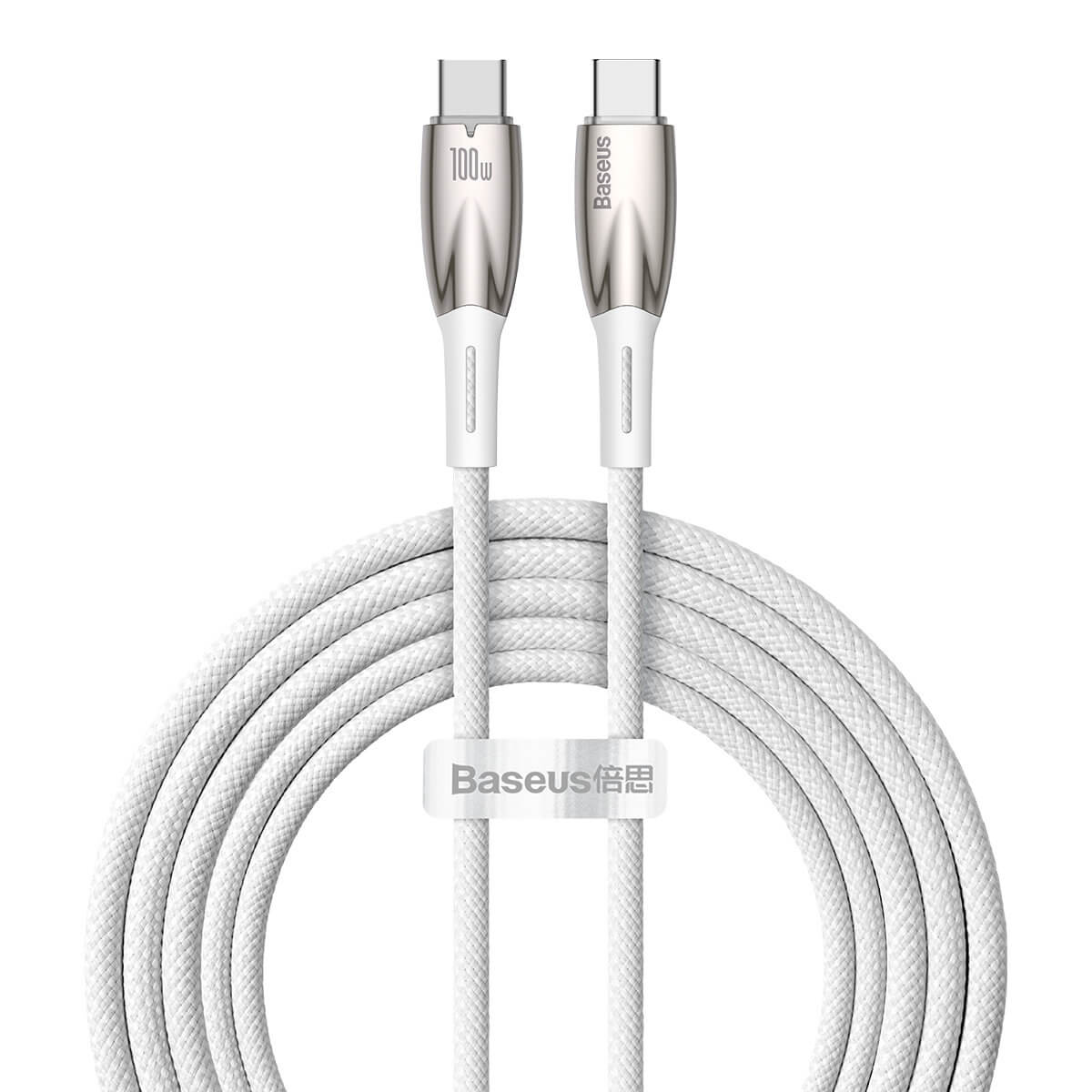 Baseus Glimmer Series PD 100W - Καλώδιο Δεδομένων και Φόρτισης Type - C to Type - C 2M - White - CADH000802