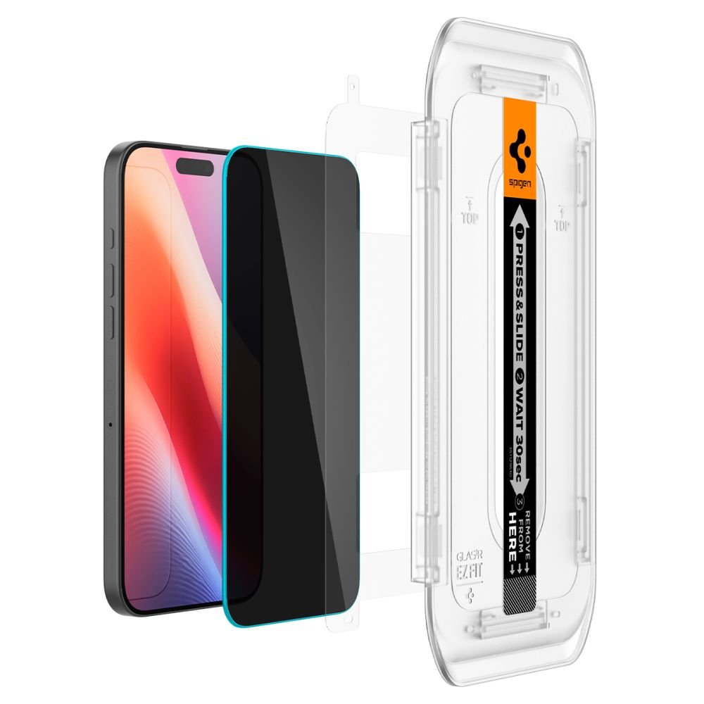 Spigen iPhone 16 Pro Max / iPhone 17 Pro Max Glas.TR Privacy EZ Fit 2.5D 9H Αντιχαρακτικό Γυαλί Οθόνης - 2 Τεμάχια - Black - AGL07908