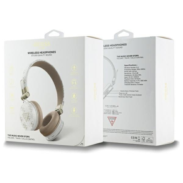 Guess Over - Ear 4G Triangle Round Shape - Ασύρματα Bluetooth Ακουστικά - White