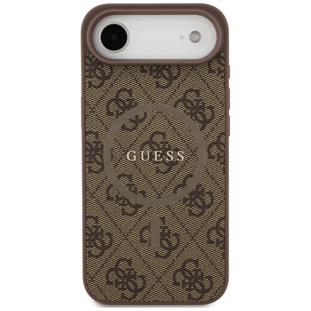 Guess iPhone Air - 4G Ring Classic Logo MagSafe - Σκληρή Θήκη με Πλαίσιο Σιλικόνης και Επένδυση Συνθετικού Δέρματος - Brown - GUHMP17MG4GFRW