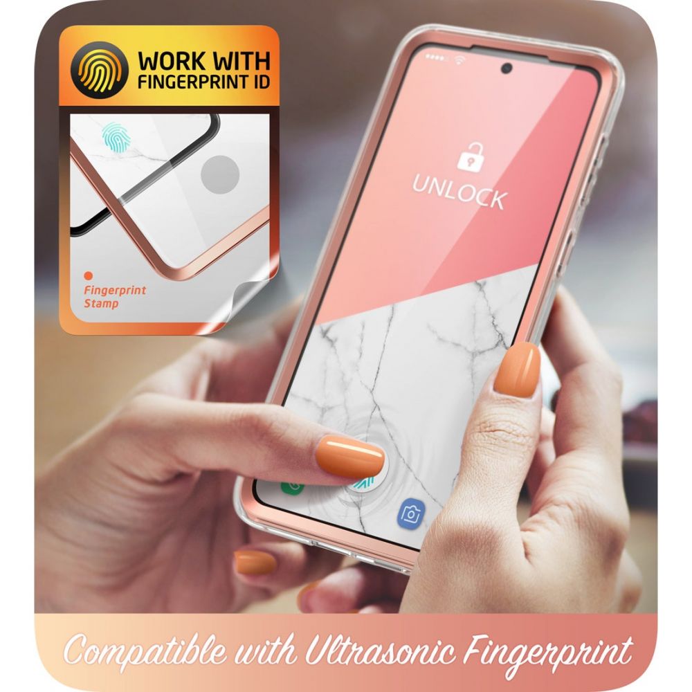 i - Blason Samsung Galaxy S21 FE Cosmo Σκληρή Θήκη με Πλαίσιο Σιλικόνης και Προστασία Οθόνης - Marble