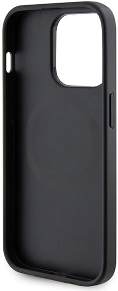 Guess iPhone 15 Pro Max Saffiano MagSafe Σκληρή Θήκη με Πλαίσιο Σιλικόνης και MagSafe - Black - GUHMP15XPSAHMCK