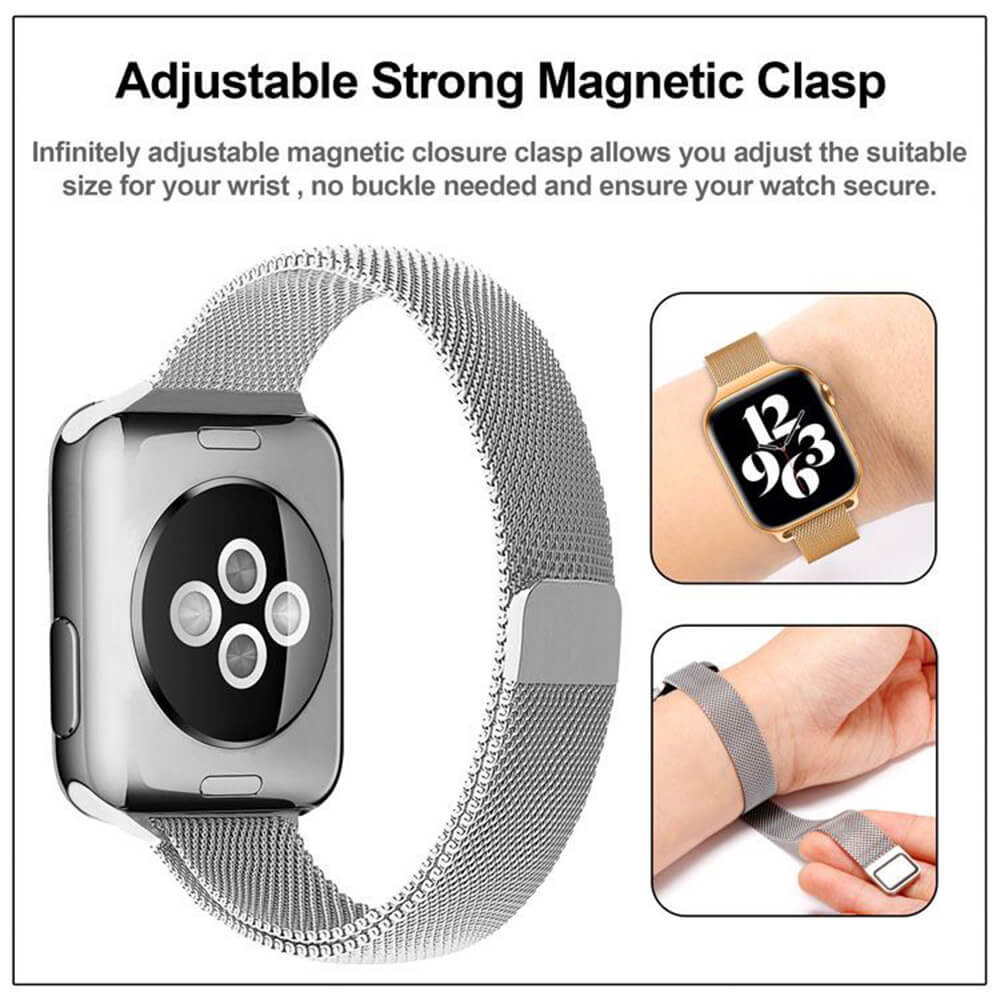 Techsuit Λουράκι Apple Watch 2/3/4/5/6/7/8/9/10/11 - SE (1/2/3) - 38/40/41/42mm Watchband W034 από Ανοξείδωτο Ατσάλι - Black