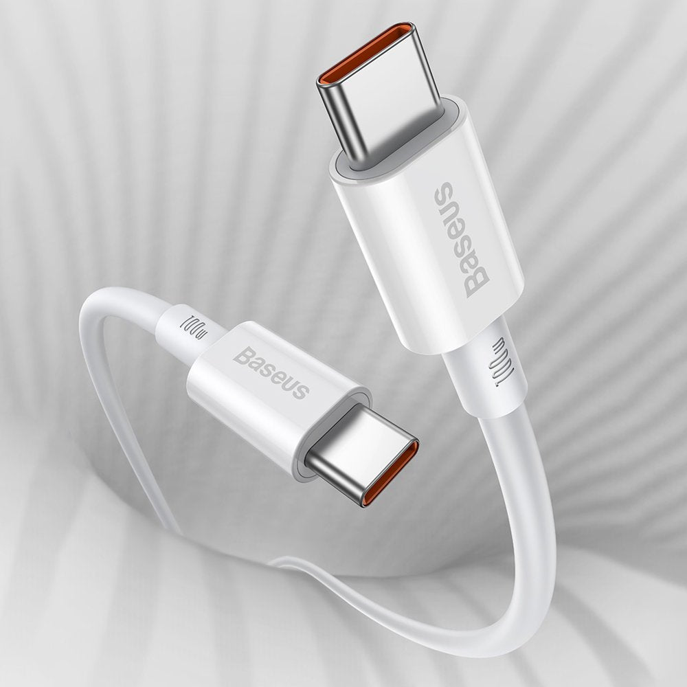 Baseus Superior Cable Type - C 5A PD 100W - Καλώδιο Γρήγορης Φόρτισης Type - C to Type - C 1M - White - CATYS - B02