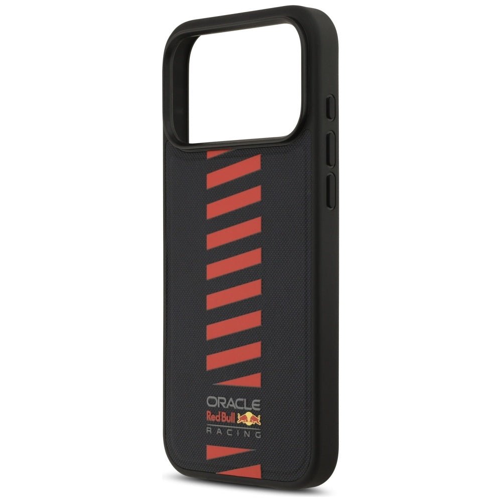 Red Bull iPhone 17 Pro Max - Meshed Powerbar MagSafe - Σκληρή Θήκη με Πλαίσιο Σιλικόνης και Επένδυση από Οικολογικό Δέρμα - Navy Blue - RBHMP17X24PUDSRV