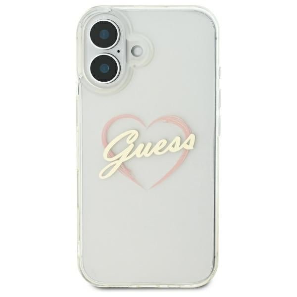 Guess iPhone 16 Plus - IML Heart - Σκληρή Θήκη με Πλαίσιο Σιλικόνης - Διάφανη - GUHCP16MHCHGSPT