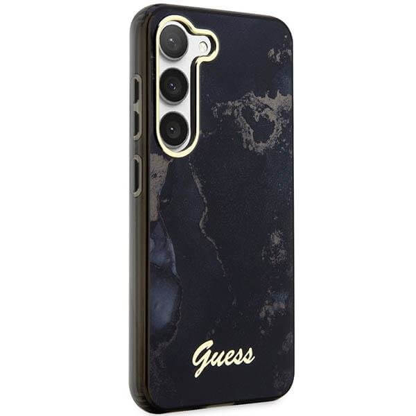 Guess Samsung Galaxy S23 Plus Golden Marble Collection Σκληρή Θήκη με Πλαίσιο Σιλικόνης - Black - GUHCS23MHTMRSK