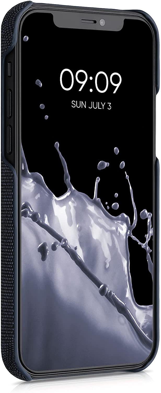 KW iPhone 12 / iPhone 12 Pro Σκληρή Θήκη με Υφασμάτινη Επένδυση - Dark Blue - 55752.17