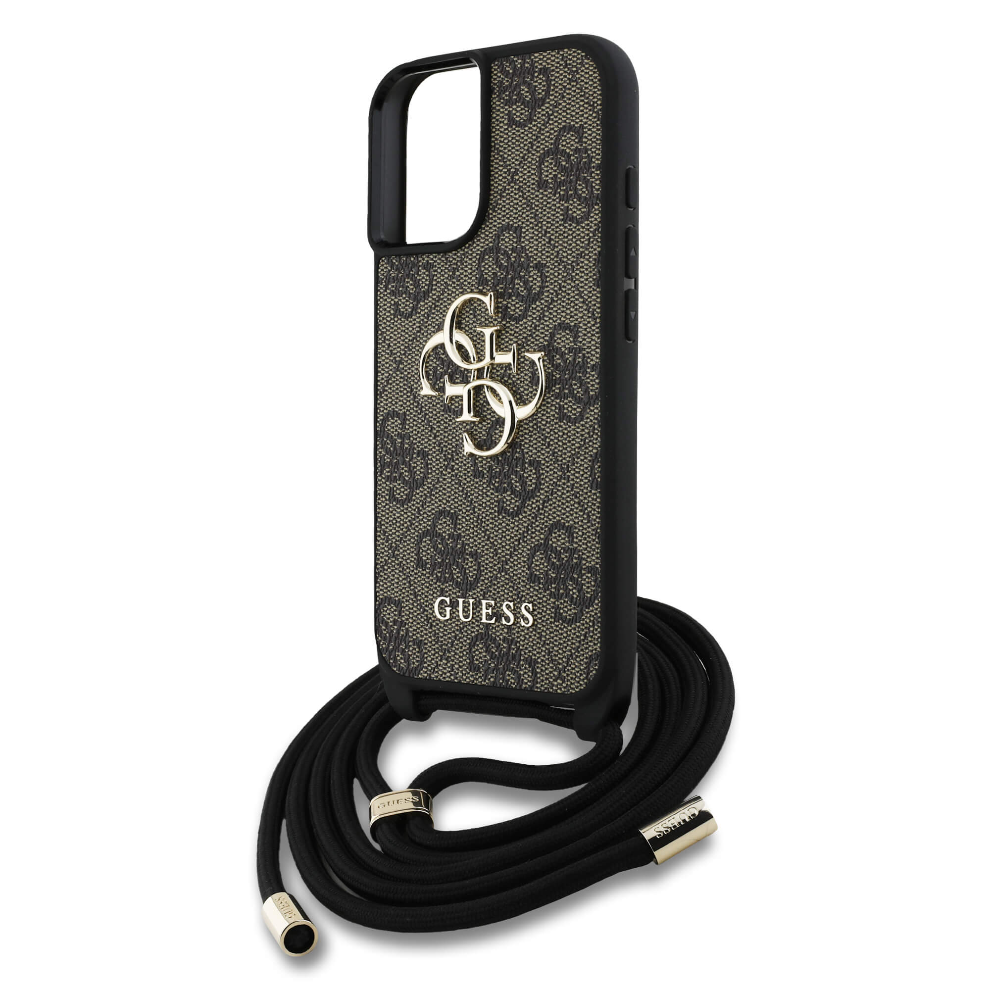 Guess iPhone 16 Plus - 4G Big Logo Cord Stap Crossbody - Θήκη με Επένδυση Συνθετικού Δέρματος και Λουράκι - Brown - GUHCP16MP4GMGCRW