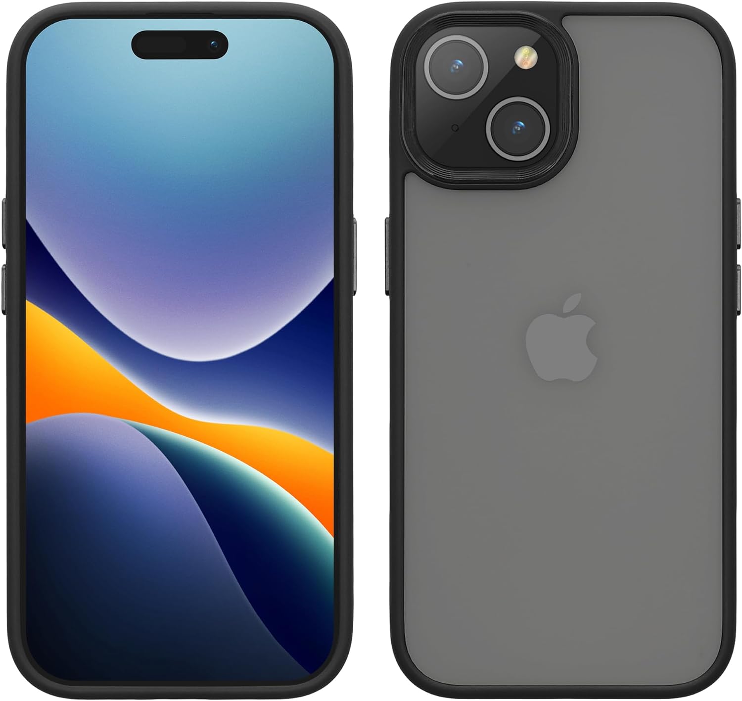 KW iPhone 15 Shockproof Σκληρή Θήκη με Πλαίσιο Σιλικόνης - Black / Matte Ημιδιάφανη - 61961.01