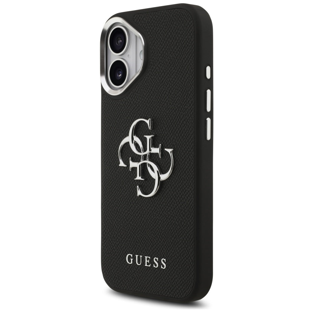 Guess iPhone 17 - Grained Big 4G Classic Logo - Σκληρή Θήκη με Επένδυση από Οικολογικό Δέρμα - Black - GUHCP17SPG4SMCEK