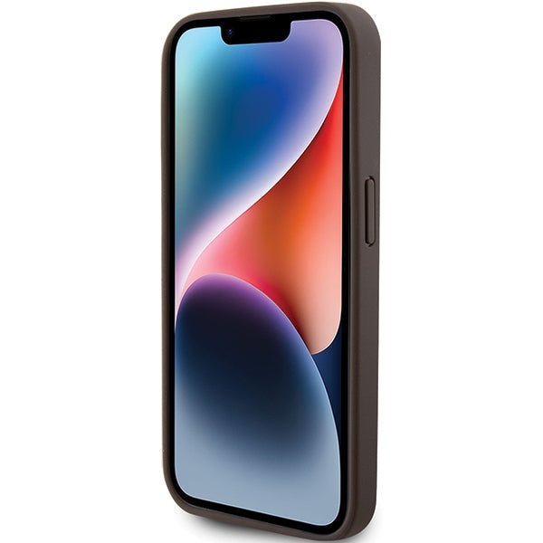 Guess iPhone 15 Pro Max Leather 4G Diamond Triangle Θήκη με Επένδυση Συνθετικού Δέρματος - Brown - GUHCP15XP4TDPW