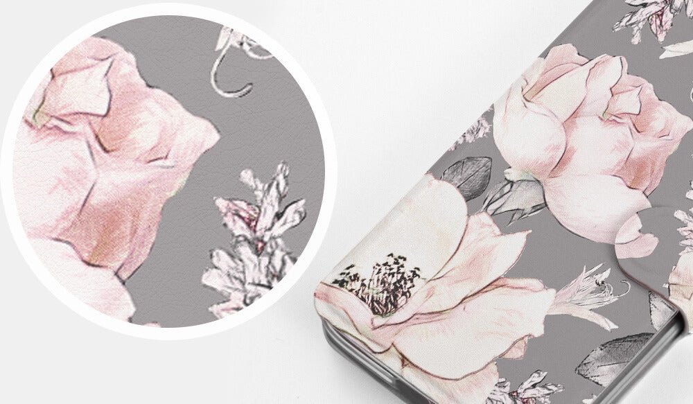 Mobiwear iPhone 13 Pro Max Θήκη Βιβλίο Slim Flip - Design Pink Pastel Flowers - MX06S