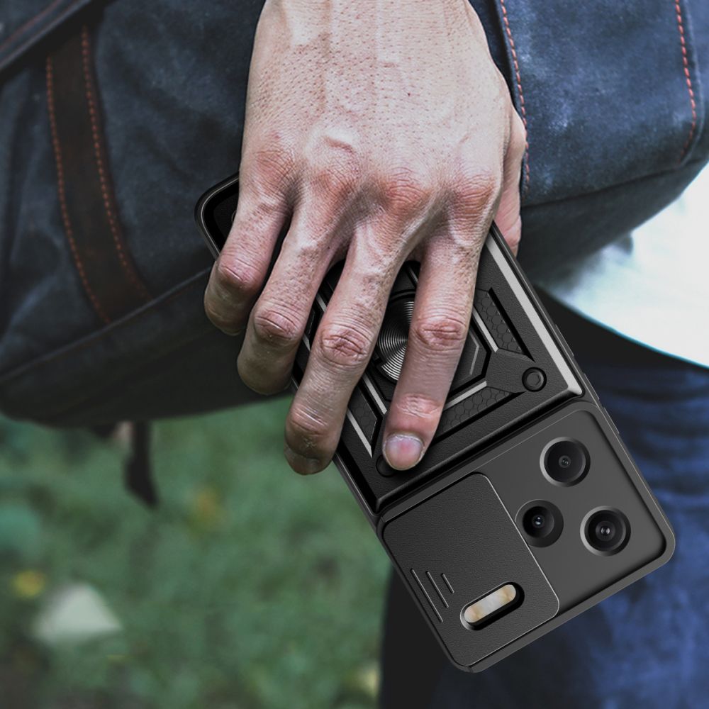 Tech - Protect Xiaomi Redmi Note 13 Pro+ 5G Camshield Pro Σκληρή Θήκη με Πλαίσιο Σιλικόνης και Δαχτυλίδι Συγκράτησης - Black
