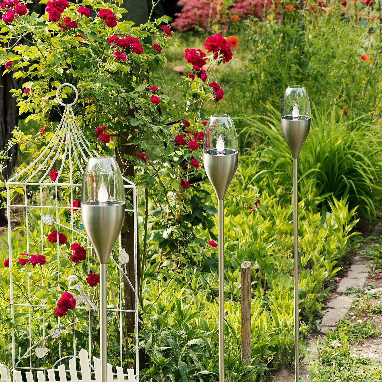 Navaris Outdoor Solar Torch Lights Διακοσμητικά Φώτα Κήπου - Stainless Steel - 47538.67.02