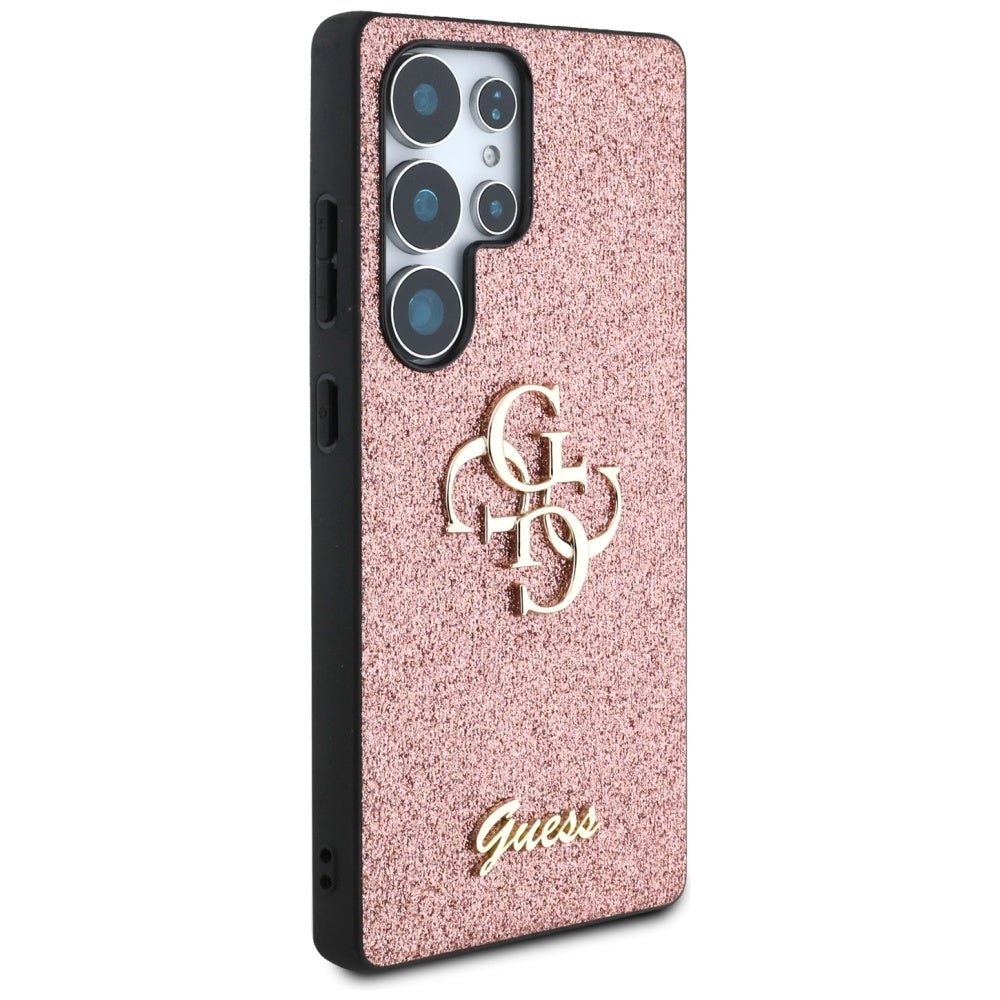 Guess Samsung Galaxy S25 Ultra - Fixed Glitter Big 4G - Σκληρή Θήκη με Πλαίσιο Σιλικόνης - Pink - GUHCS25LHG4SGP