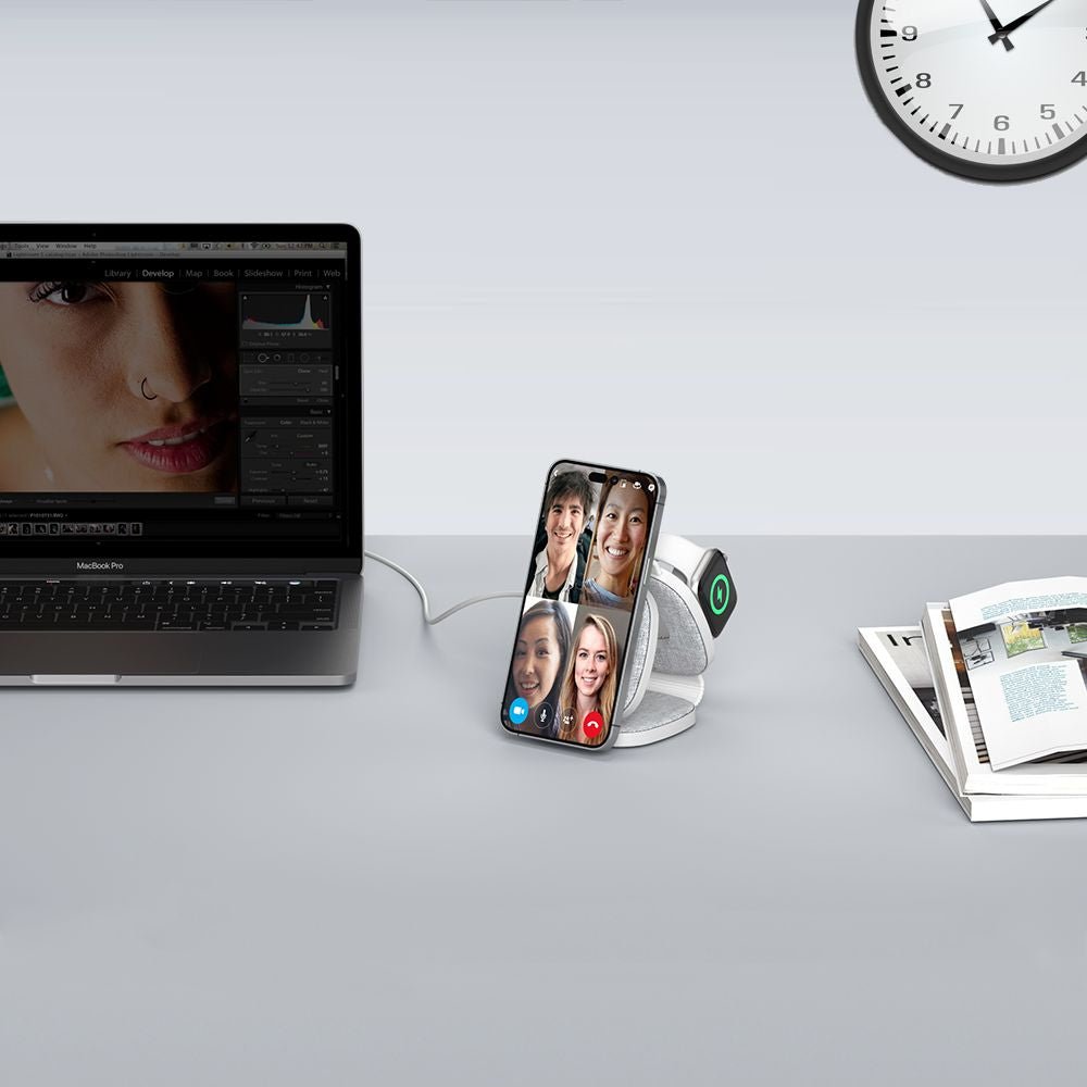 Tech - Protect QI15W - A32 3in1 Ασύρματος Μαγνητικός Φορτιστής MagSafe - Grey