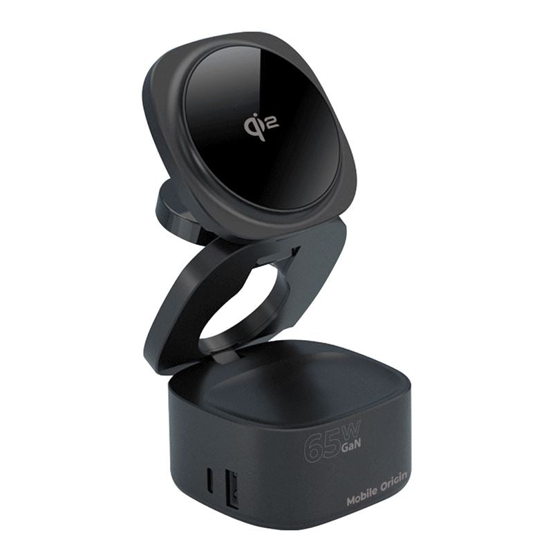 Mobile Origin - 5in1 Αναδιπλούμενος Ασύρματος MagSafe Qi2 Φορτιστής 65W - PW1 - Black