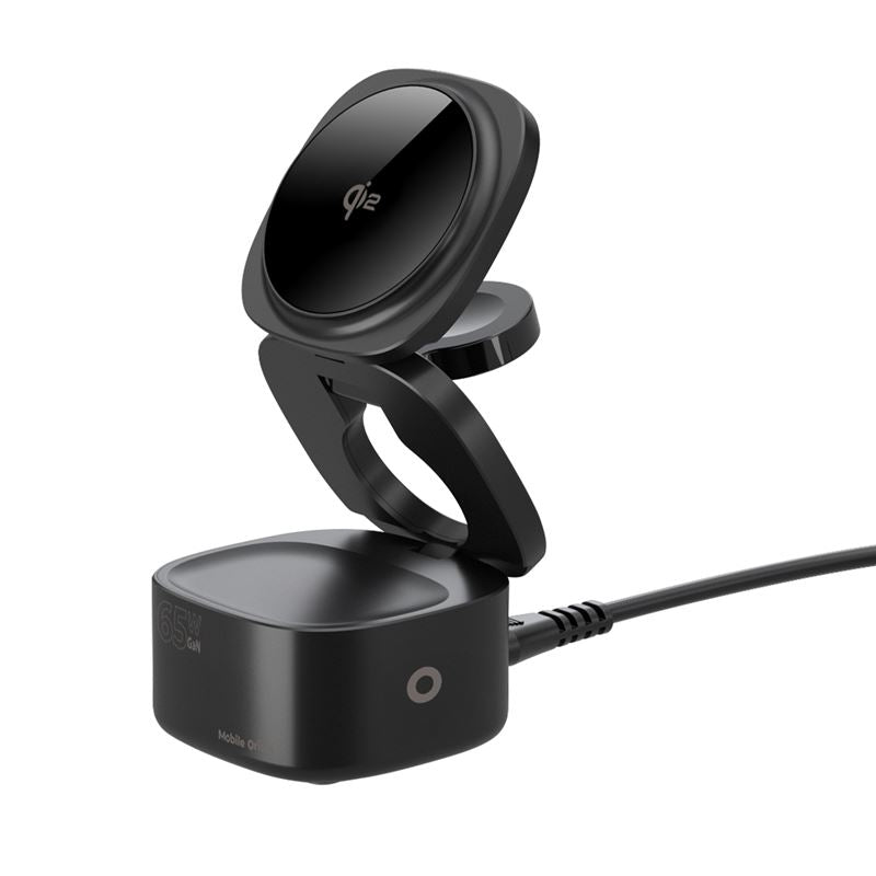 Mobile Origin - 5in1 Αναδιπλούμενος Ασύρματος MagSafe Qi2 Φορτιστής 65W - PW1 - Black