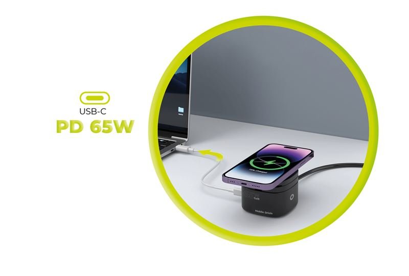 Mobile Origin - 5in1 Αναδιπλούμενος Ασύρματος MagSafe Qi2 Φορτιστής 65W - PW1 - Black