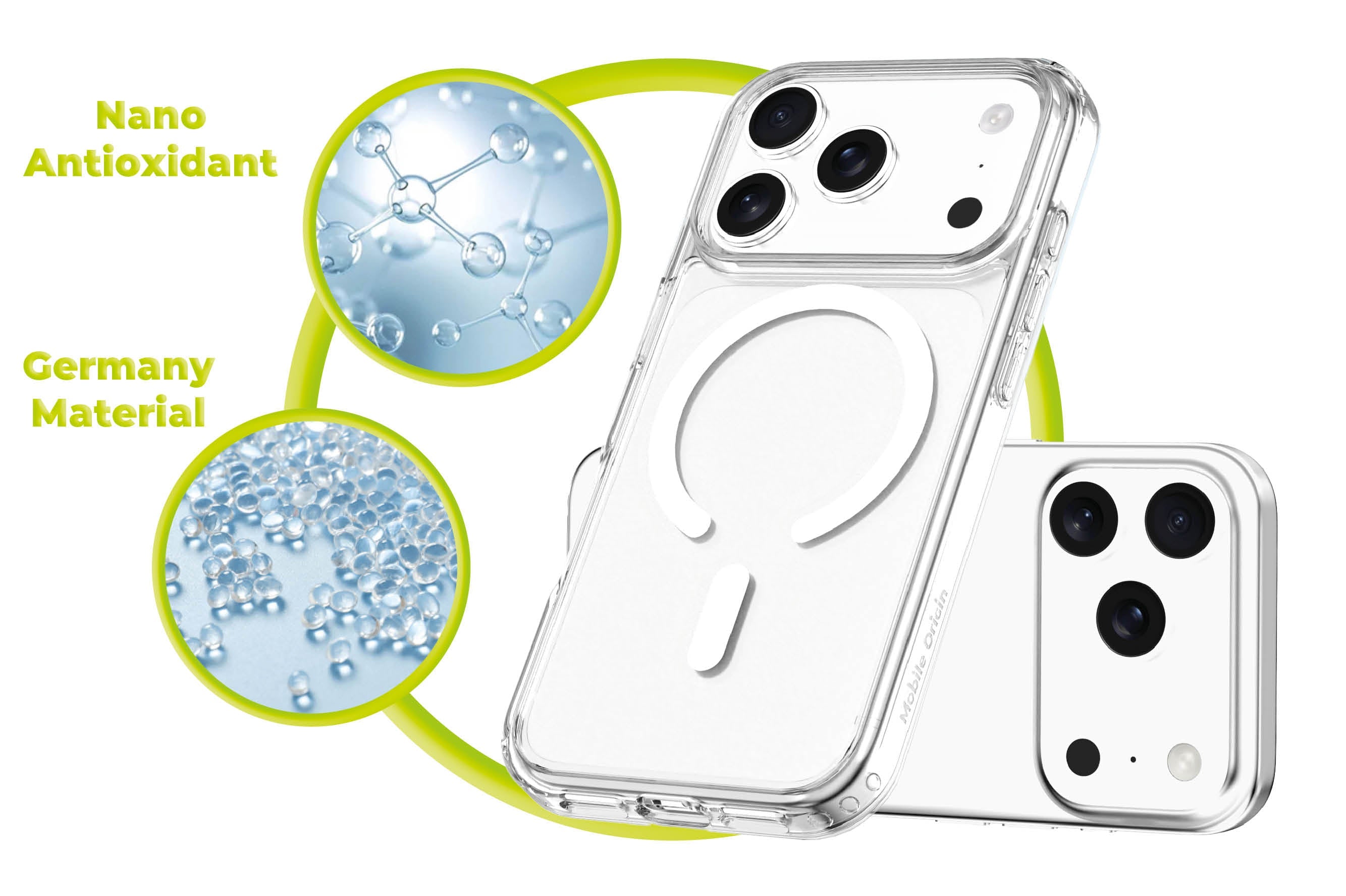 Mobile Origin iPhone 17 Pro - Σκληρή Θήκη με Πλαίσιο Σιλικόνης - Hybrid MagSafe - Διάφανη / White