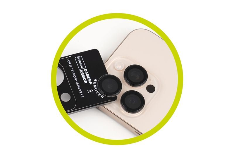 Mobile Origin iPhone 17 - Προστασία Κάμερας - Αντιχαρακτικό Γυαλί - Easy Lens Guards - Black