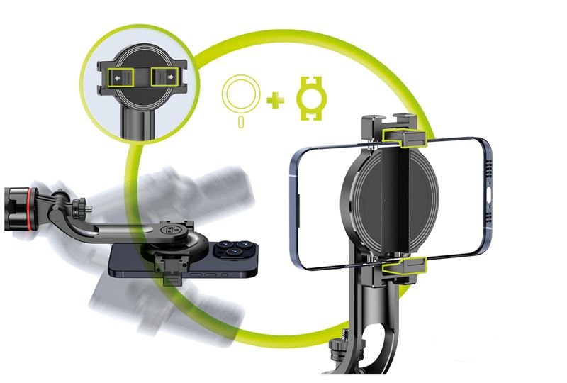 Mobile Origin - Ασύρματο MagSafe Selfie Stick με Τρίποδο και Bluetooth Τηλεχειριστήριο - S1 - Black