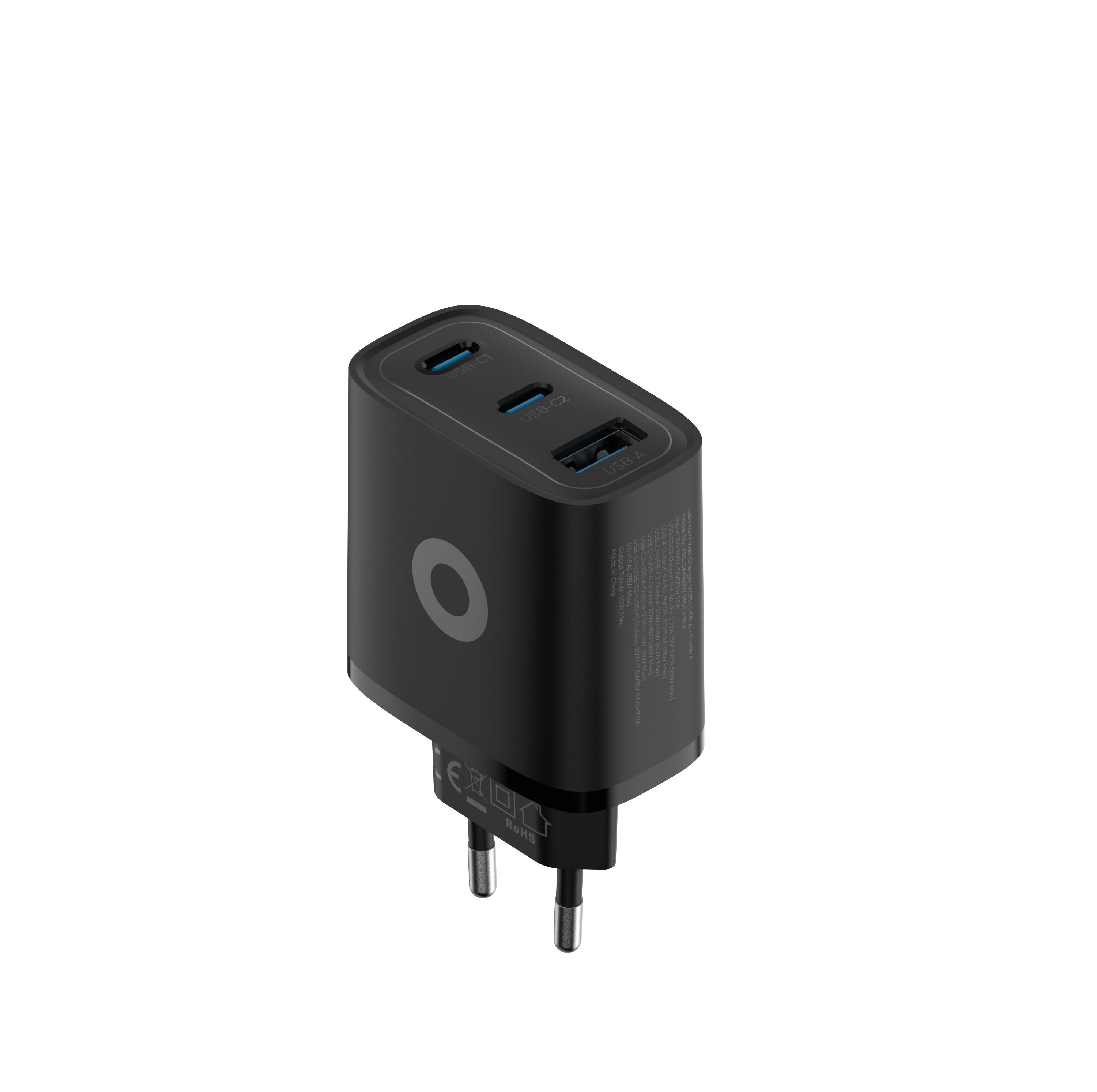 Mobile Origin Οικιακός Φορτιστής Γρήγορης Φόρτισης GaN 40W με 2 Θύρες Type - C και 1 Θύρα USB - MO13 - Black