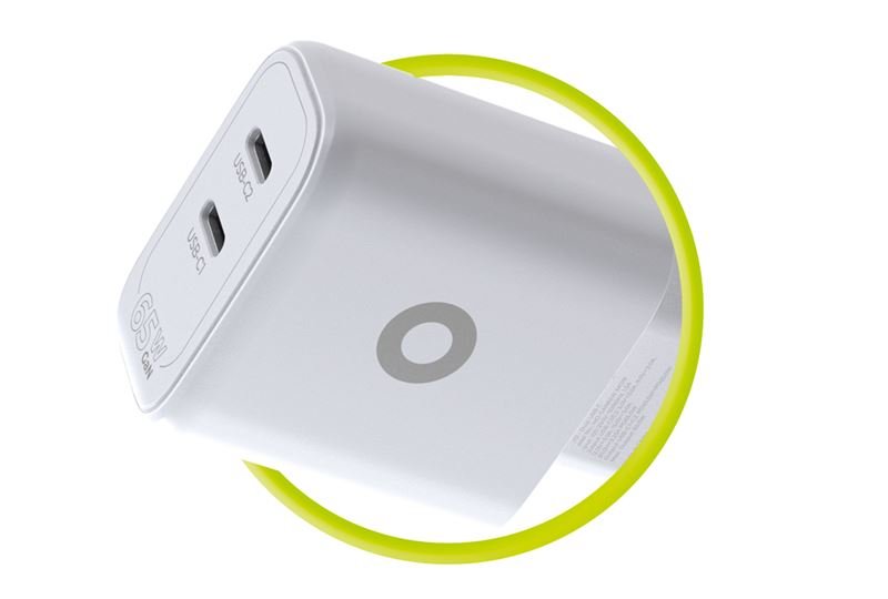 Mobile Origin - Οικιακός Φορτιστής Γρήγορης Φόρτισης GaN 65W με 2 Θύρες Type - C - MO19 - White