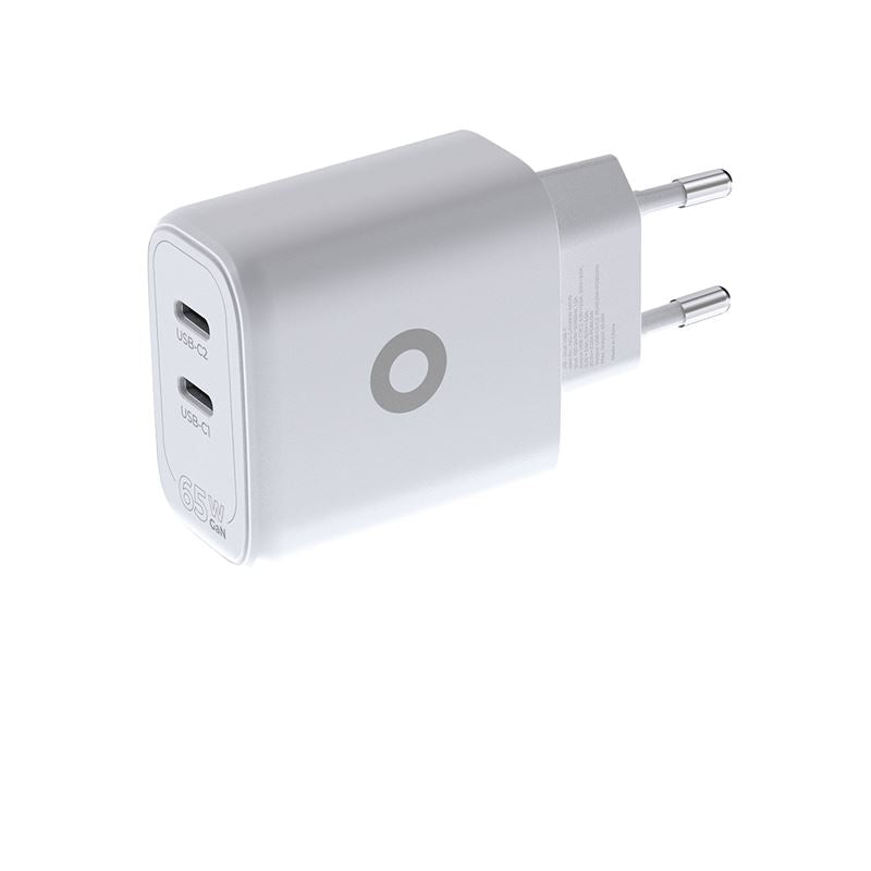 Mobile Origin - Οικιακός Φορτιστής Γρήγορης Φόρτισης GaN 65W με 2 Θύρες Type - C - MO19 - White