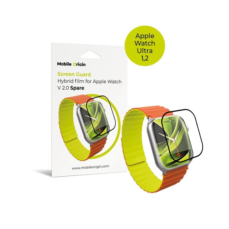 Mobile Origin Προστασία Οθόνης Apple Watch Ultra (1/2/3) - 49mm - Ανταλλακτική Προστατευτική Μεμβράνη Οθόνης - Screen Guard Spare Hybrid Film - Black