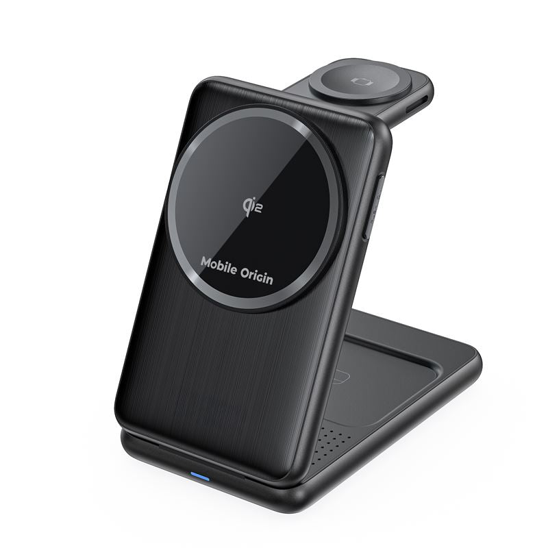 Mobile Origin PW8 - 3in1 Αναδιπλούμενος Ασύρματος MagSafe Qi2 Φορτιστής 15W - Black