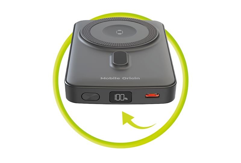 Mobile Origin - Μαγνητικό Ασύρματο MagSafe Power Bank Κινητού 10.000mAh - PB9 - Black