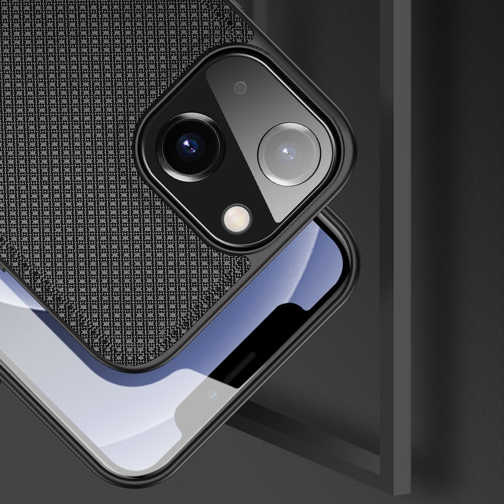 Dux Ducis iPhone 13 Pro Fino Series Σκληρή Θήκη με Πλαίσιο Σιλικόνης και Επένδυση από Ύφασμα - Black