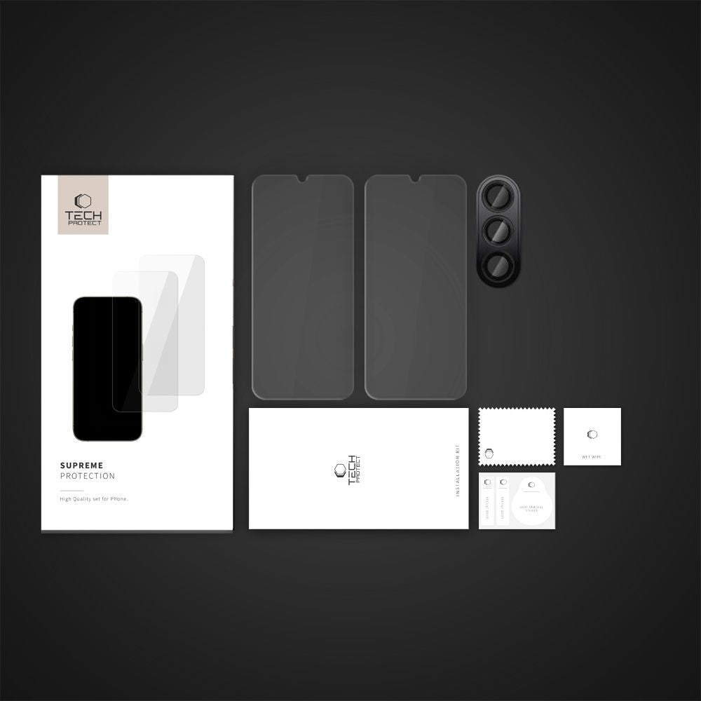 Tech - Protect Samsung Galaxy A16 4G / A16 5G Supreme Set - Σετ με 2 Tempered Glass Αντιχαρακτικά Γυαλιά Οθόνης και 1 Αντιχαρακτικό Γυαλί για την Κάμερα - Διάφανα