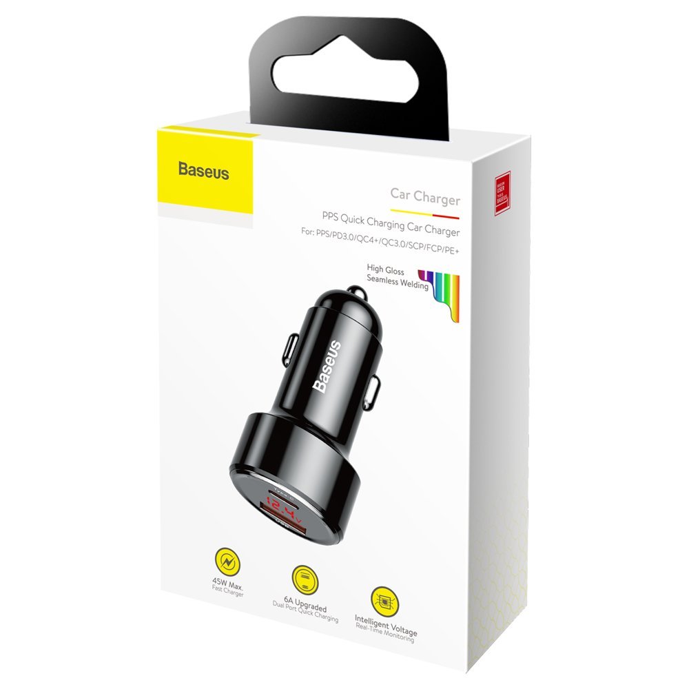 Baseus Magic Series PPS 45W 6A Φορτιστής Αυτοκινήτου Γρήγορης Φόρτισης με 1 Θύρα USB και 1 Θύρα Type - C - Black - CCMLC20C - 01