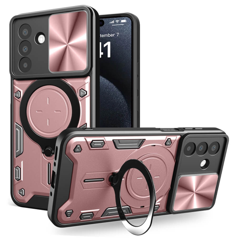 Techsuit Samsung Galaxy A26 5G - CamGuard Pro - Σκληρή Θήκη με Προστασία Καμερών και Δαχτυλίδι Συγκράτησης - Rose Gold