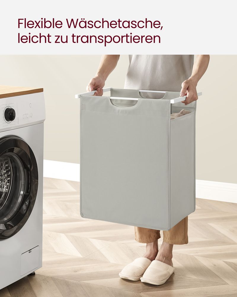 Vasagle Καλάθι Απλύτων με Ράφι - 65L - White - BLH101W01