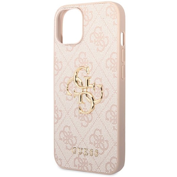 Guess iPhone 15 - 4G Big Metal Logo Θήκη με Επένδυση Συνθετικού Δέρματος - Pink - GUHCP15S4GMGPI